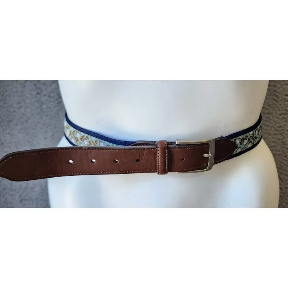 Tommy Bahama Mens Novelty Belt Golf Balls Tee Print/Synthetic Leather Trim Sz XL